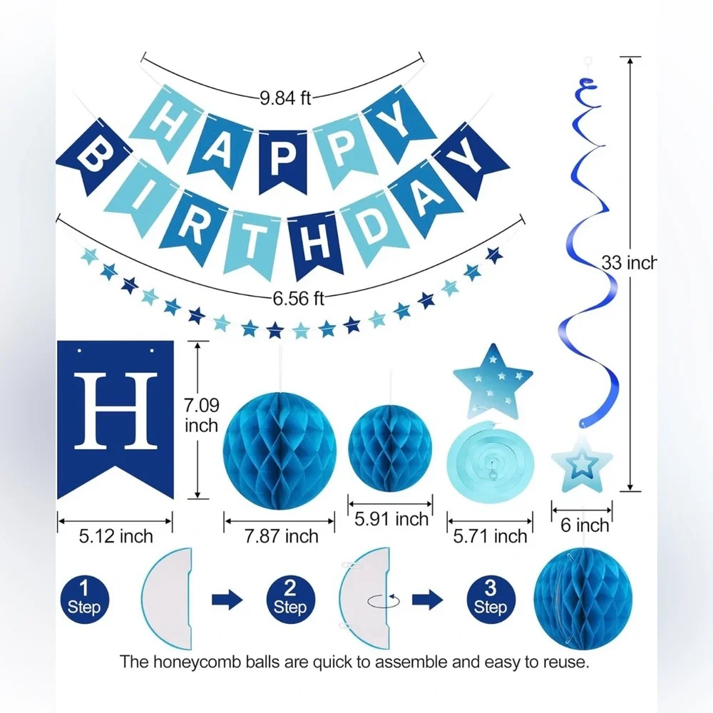 NWT‎ Blue Birthday Decor Pack